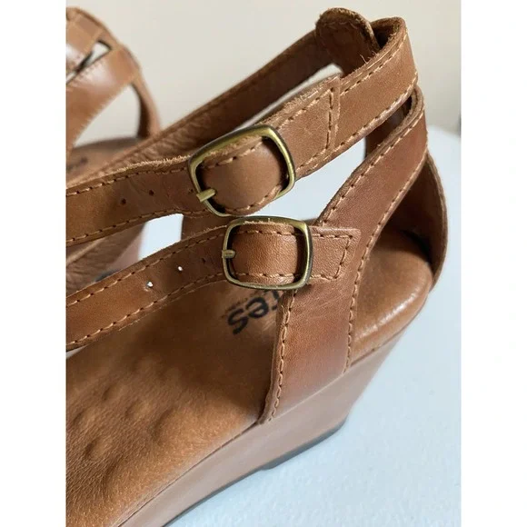 Walking‎ Cradles Elites Sandals NEW Womens 10W Brown Leather Comfort Wedge Shoes - Picture 6 of 8